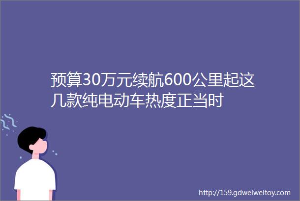 预算30万元续航600公里起这几款纯电动车热度正当时